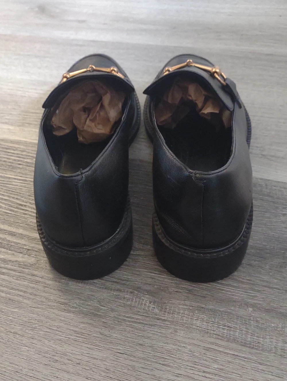 Lisa Vicky Black Gold Buckle Loafers